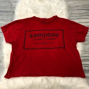 Compton Red Cropped Cotton T-Shirt